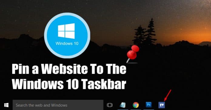 كيفية تثبيت موقع على شبكة الإنترنت Windows 10 شريط المهام