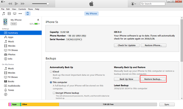 password to unlock iphone backup on itunes