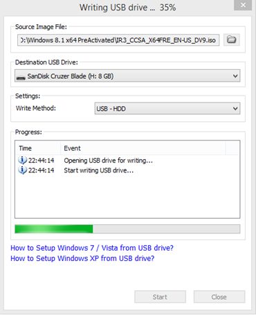 Select 'USB-HDD' under the 'Write Method'