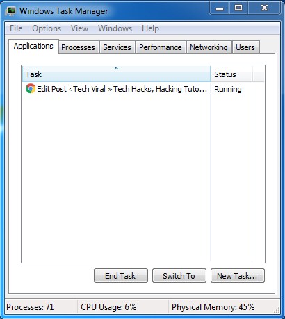 Using Task manager 