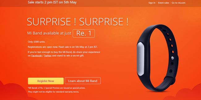 Mi Band for bare 1 Rs. (99 % rabatt)