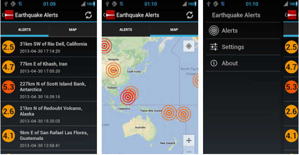 Rastreador de alertas de terremoto