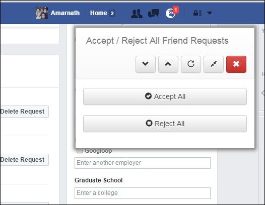 Jak přijmout/odmítnout všechny požadavky na Facebooku najednou