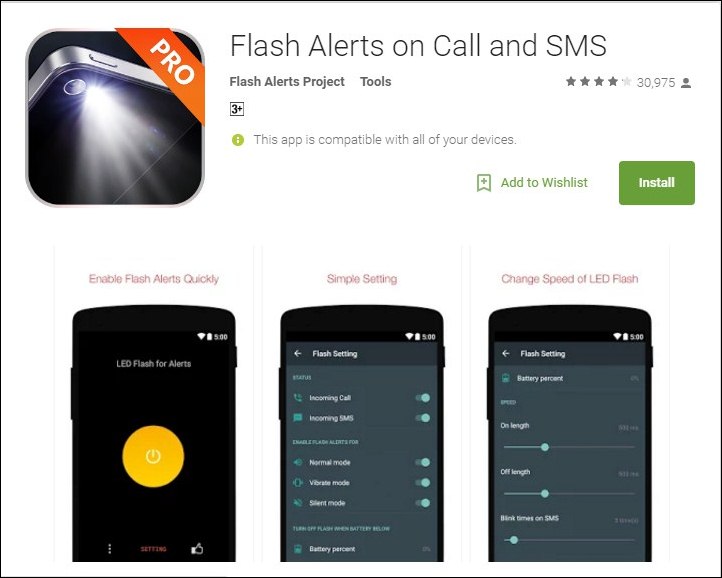 Flash Alerts on Call and SMS
