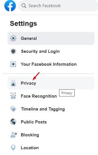 Select 'Privacy'