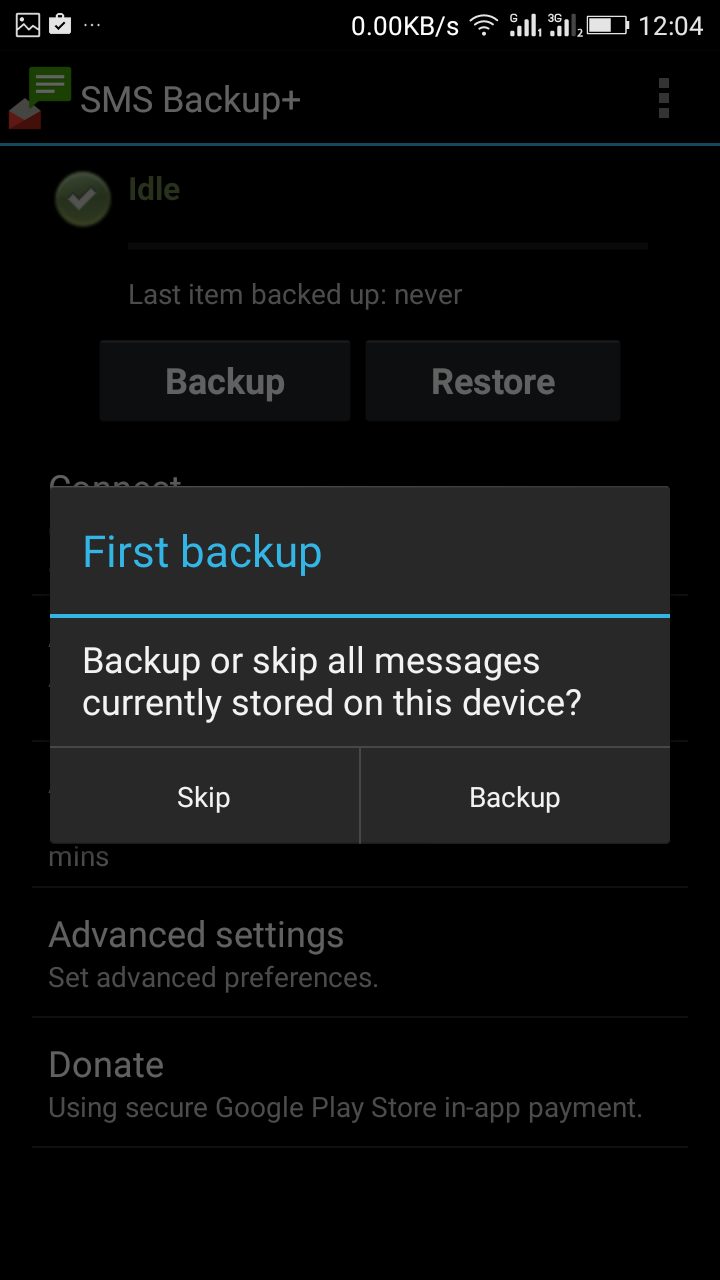 picture sms gmail backup