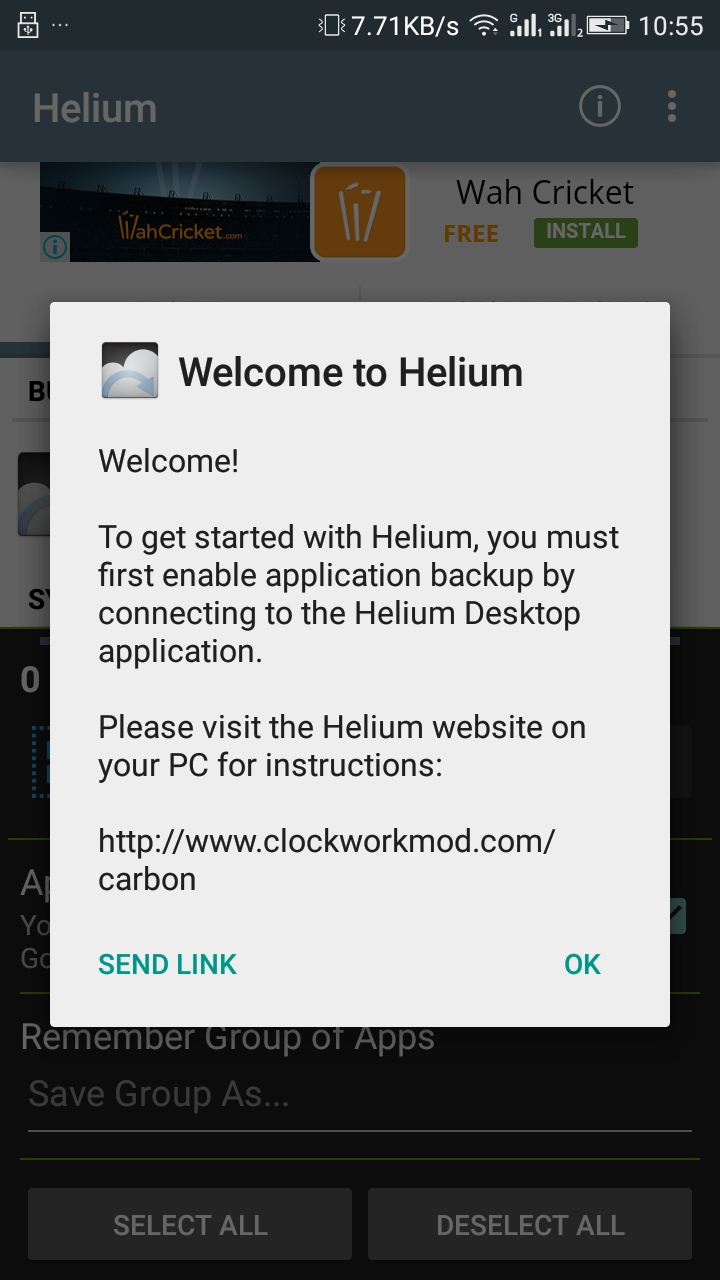 Nainstalujte Helium - App Sync and Backup