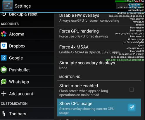 Display CPU Usage Overlay