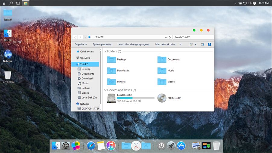 mac os pc theme download windows 10