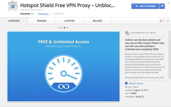 chrome hotspot shield vpn