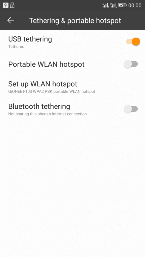 settings on android