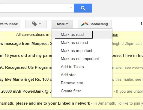 How To Select All Unread Mails As Read In Gmail