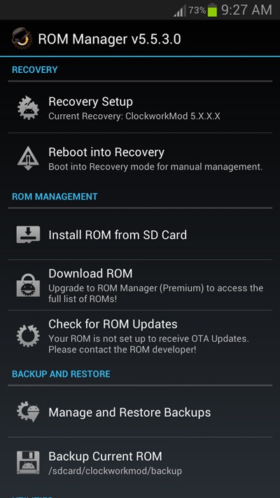 Instalace vlastní Rom pomocí aplikace Rom Manager nebo Clockworkmod