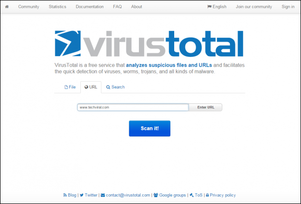 você pode até mesmo digitalizar URL do site através virustotal