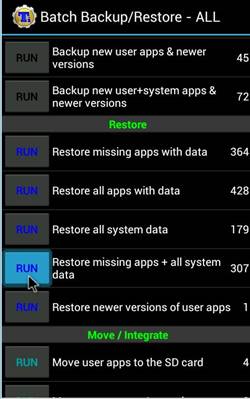 Obnovení aplikací a dat pomocí Titanium Backup