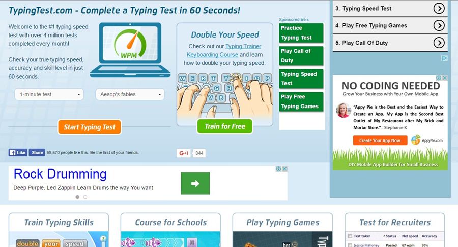 What are the best free sites to test typing speed and improve