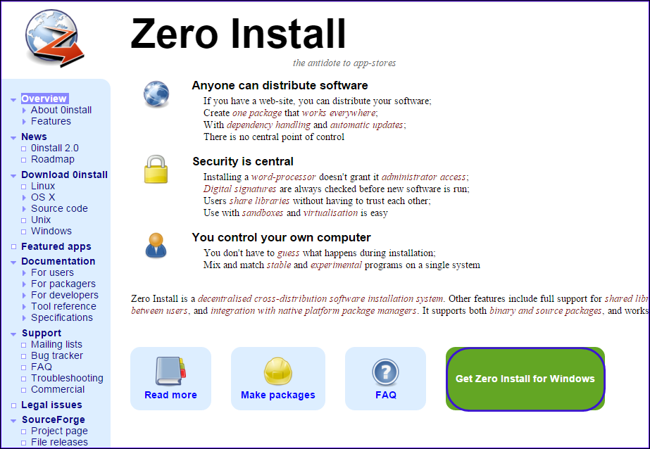 Zero install