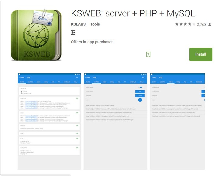 Nastavte místní webový server na vašem Androidu