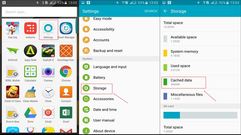 Wipe System Cache Files Using Android Settings