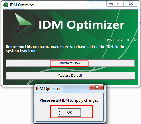 Az IDM optimalizáló eszköz használata