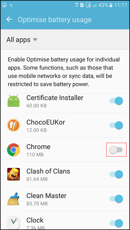 Zakažte režim Doze pro aplikace v systému Android 6.0