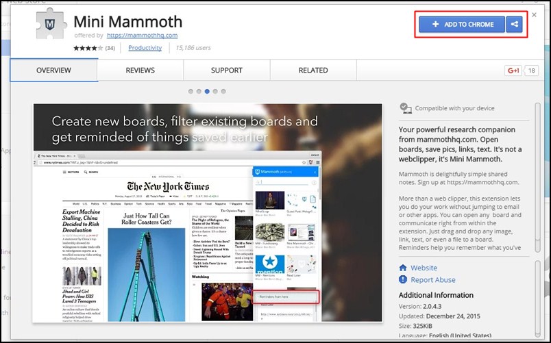 Save Your Internet Research On Google Chrome Using Mini Mammoth