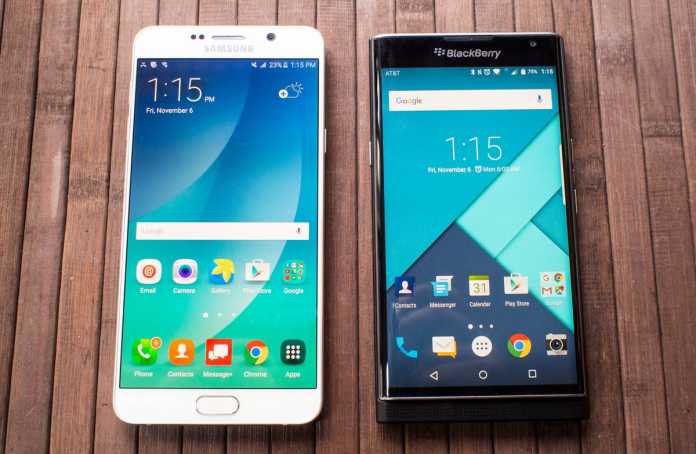 Samsung Galaxy Note 5 vs Blackberry Priv