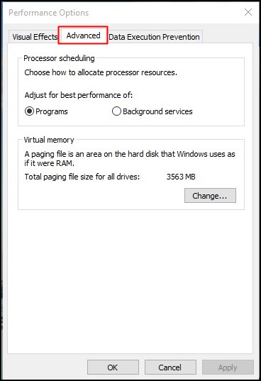 On the new Windows, click on 'Advanced'