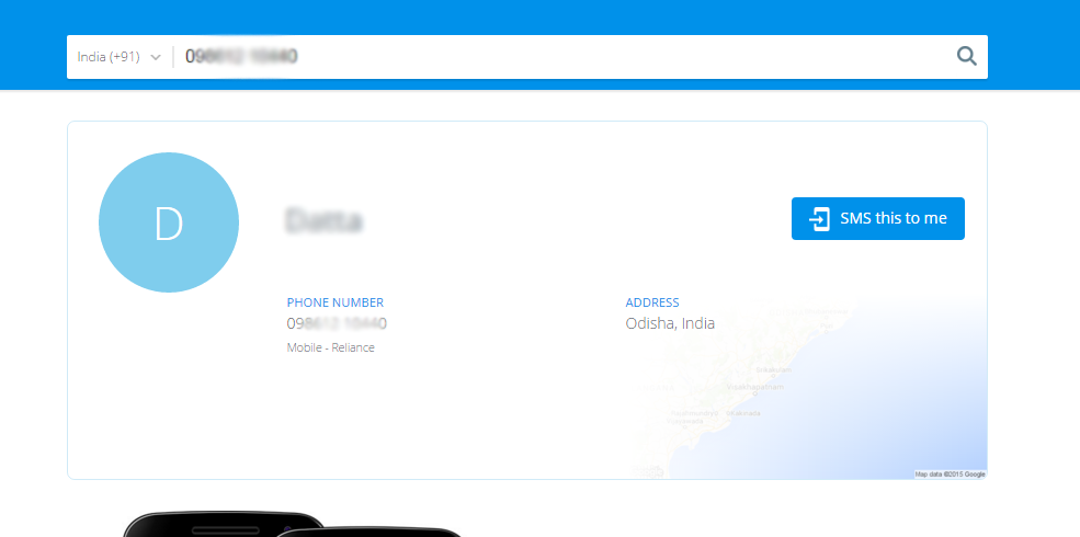 Detail nomor telepon Truecaller