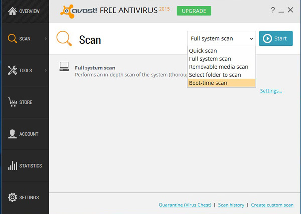 Avast boot time scan usb