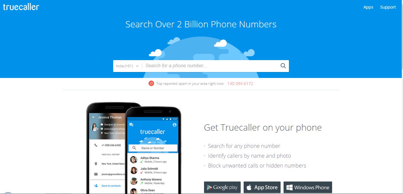 Visit Truecaller website