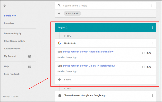 Google Now Voice History