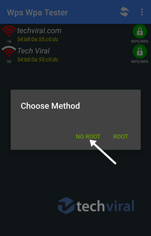 Select the 'No Root' option