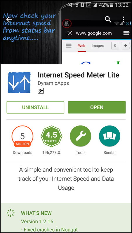 Adicionar indicador de velocidade de rede sem raiz