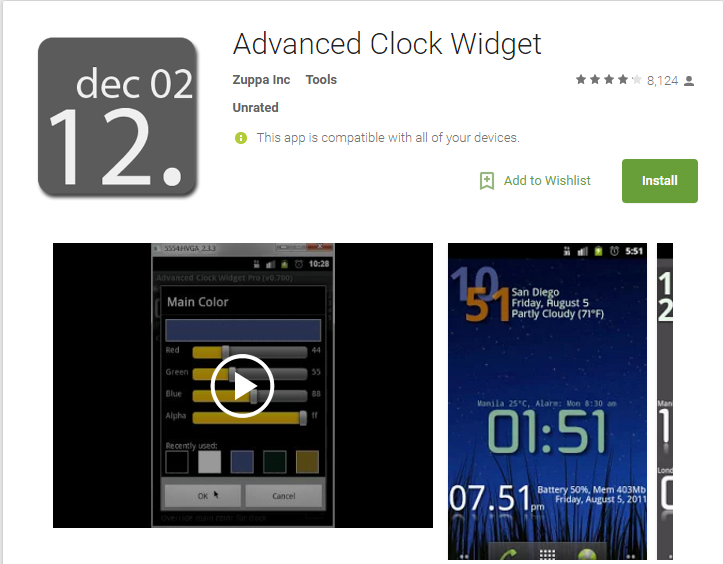Advanced Clock Widget