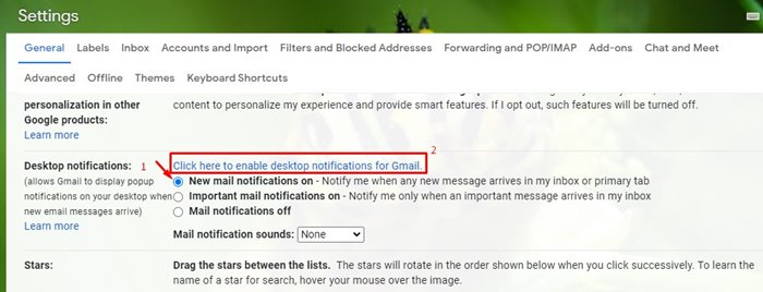 enable gmail desktop notifications