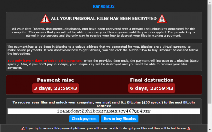 Ransom32 The First Ransomware JavaScript Able to Run on Windows, Linux and Mac OS X