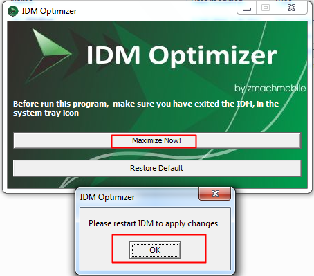 Χρήση του IDM Optimizer