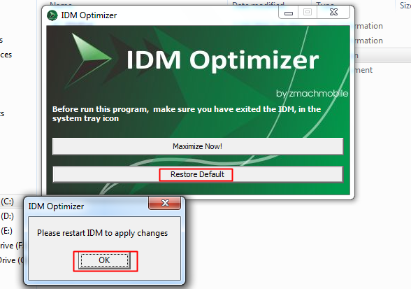 Χρήση του IDM Optimizer