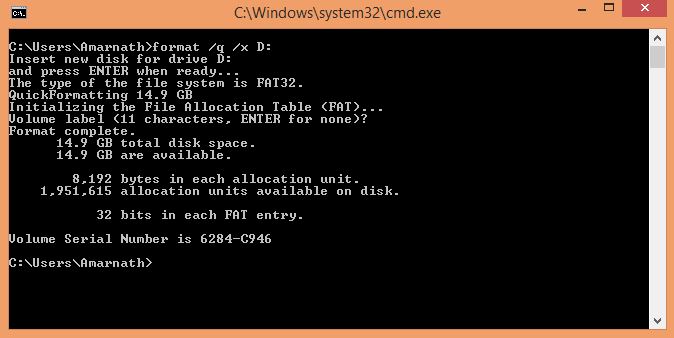 Format Pendrive Using CMD