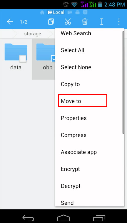 Installera appar och flytta OBB-filer till externt SD-kort