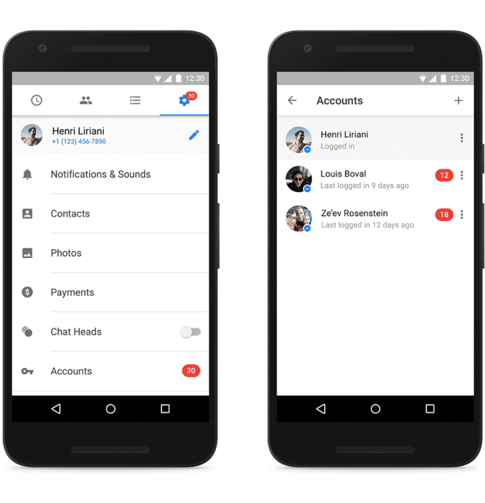 Facebook Messenger pro Android nyní podporuje různé účty