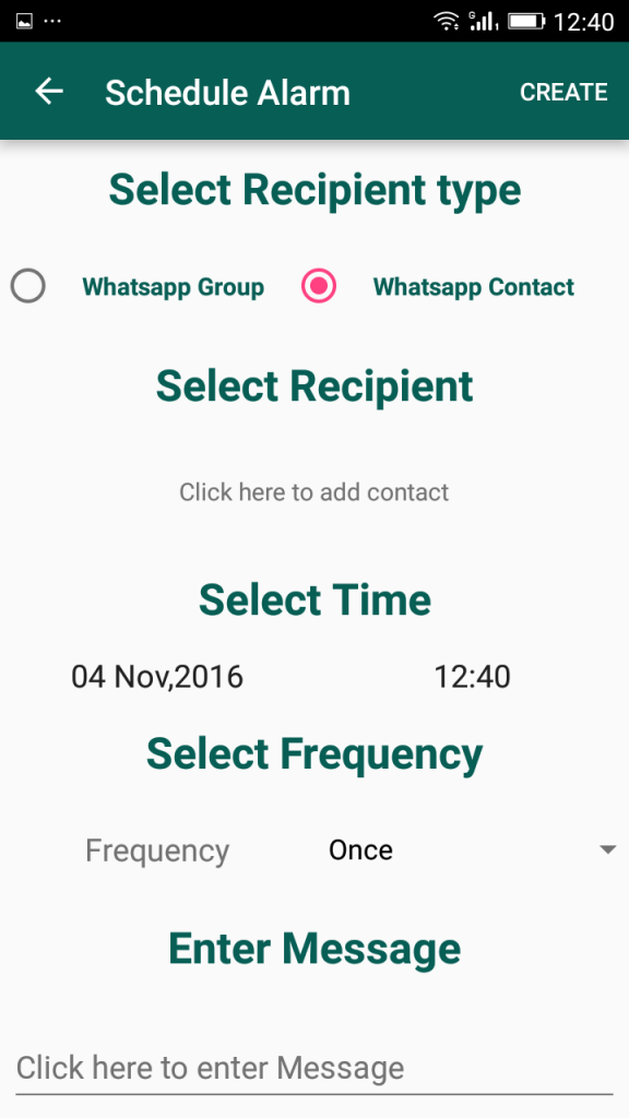 Select Options Scheduler for WhatsApp