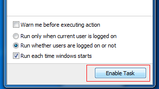 Once done, click on the 'Enable Task' button