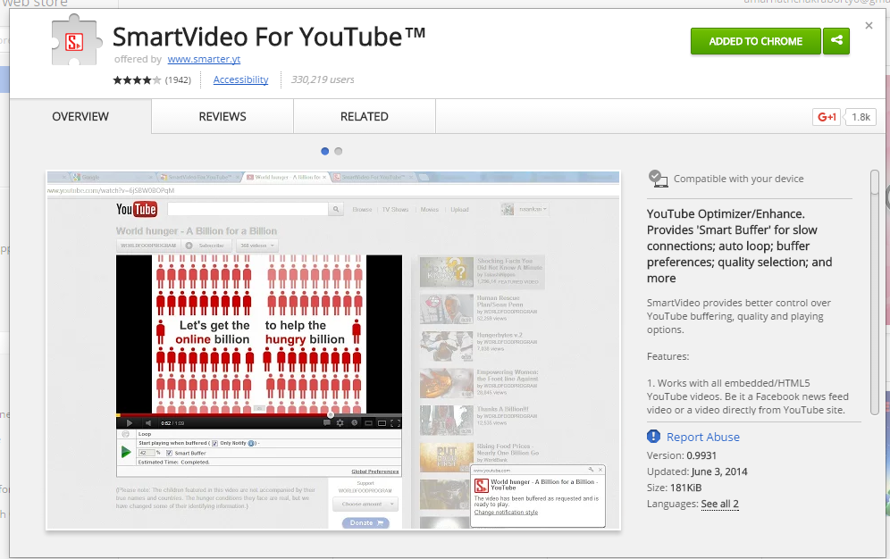 SmartVideo for YouTube extension