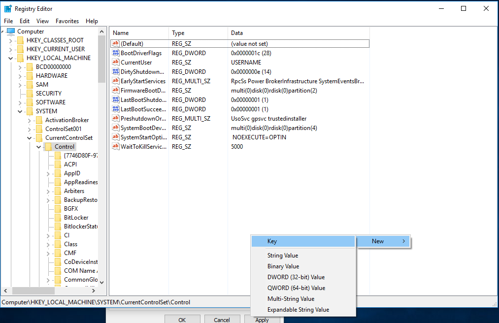 Using Registry Editor