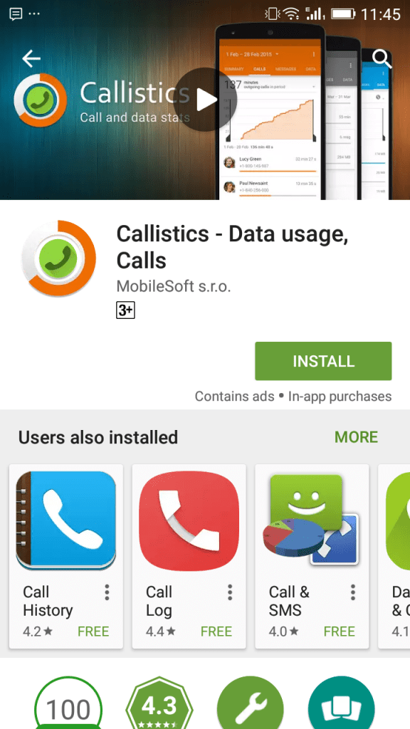 Callistics - Data usage, Calls