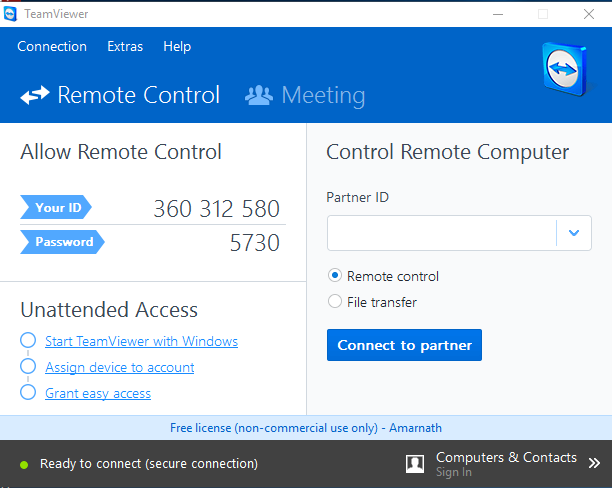 Using TeamViewer: Remote Control