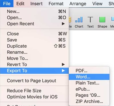 converting pages file to word