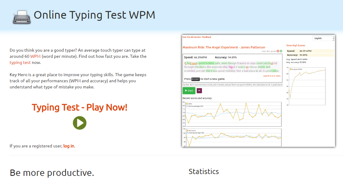 free practice typing tests wpm and accuracy